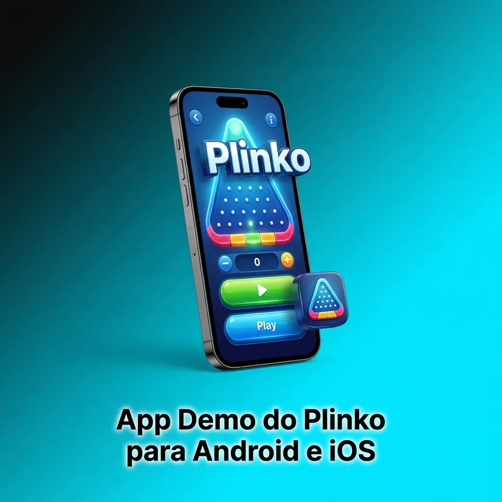 App demo do Plinko acessado via aplicativo de cassino no Android e iOS, com interface adaptada para mobile